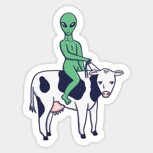 Alien Riding a Cow Sticker